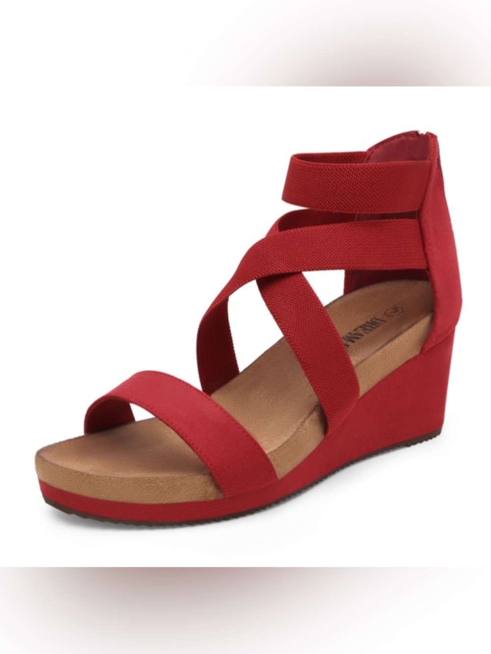 Dream Pairs Women’s Red Elastic Straps Wedge Sandals, size 7.5